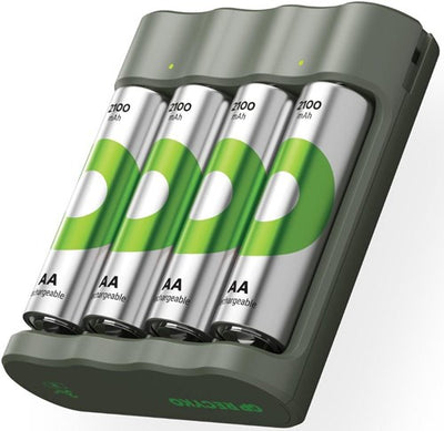 GP USB -Batterieladegerät + 4 x AA Batterien 2100mah nimh