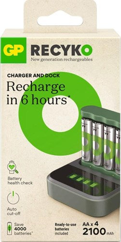 GP Batterieladegerät USB 6h mit 4x2100mA AA-Batterie + Dock - 3503069