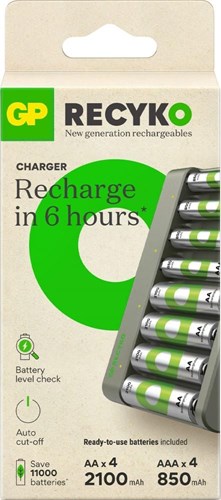 GP Batterieladegerät USB 6h mit 4xaaa und 4xaa Akku - 3503068