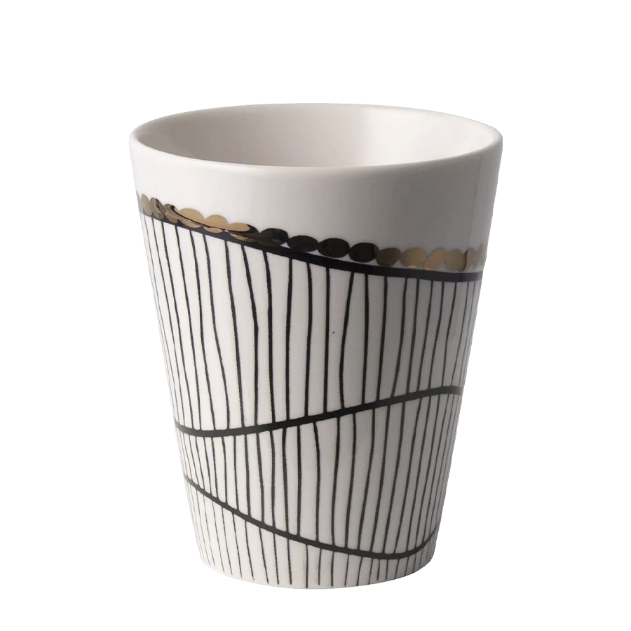 Gusta Tasse Fika weiß schwarz gold 300ml
