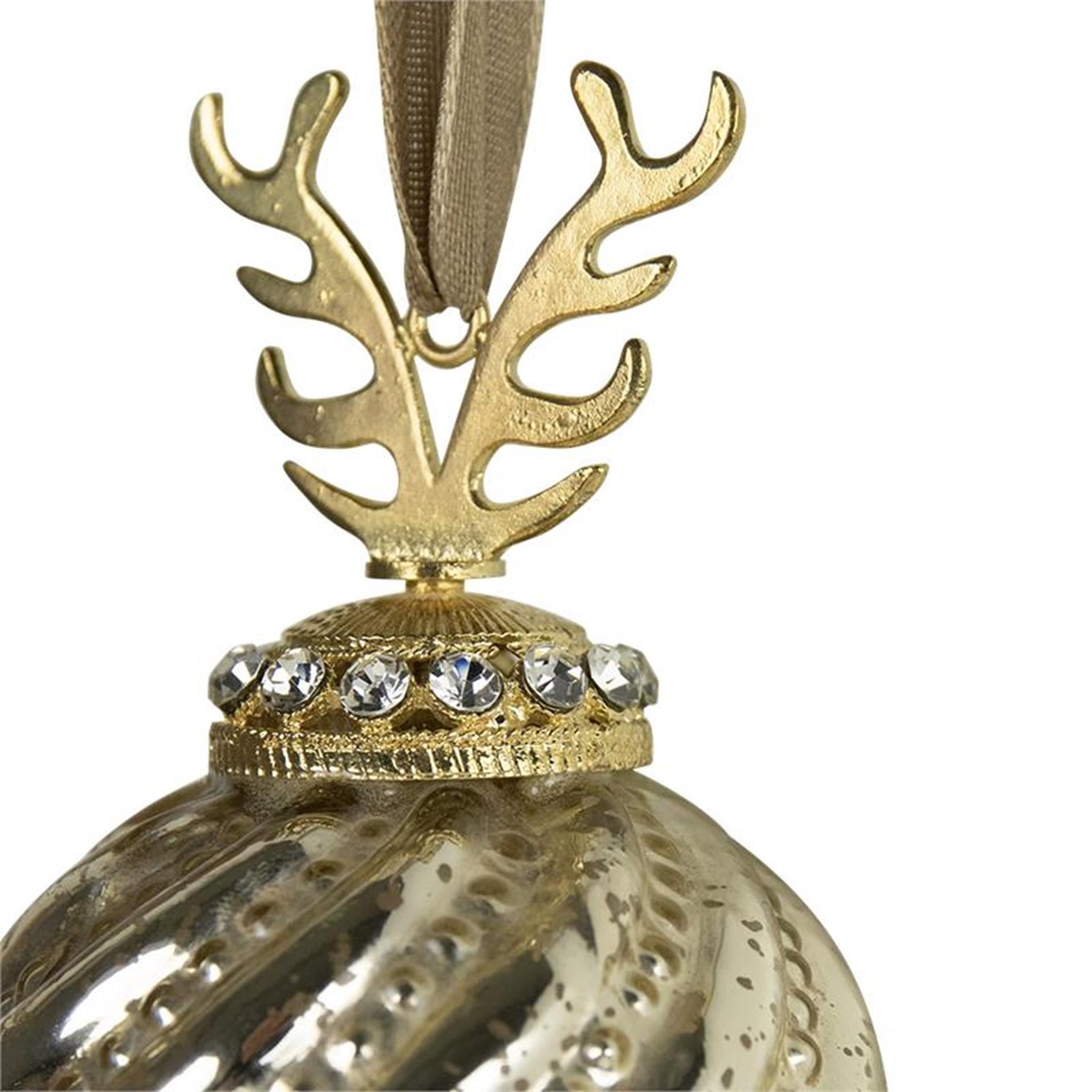 Weihnachtskugel Geweih Glas Gold ø8cm