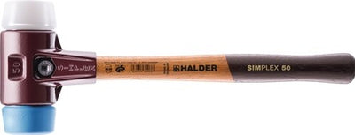 Halder Kunststoffhammer | Länge 330 mm Hauptt. 40mm | weiches mittelhartes Holz | TPE-Soft blau superplastisch weiß | 1 Stück - 3017.040 3017.040