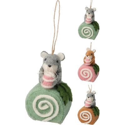 Home Styling Hängedekoration Filzmaus auf Kuchen 12cm