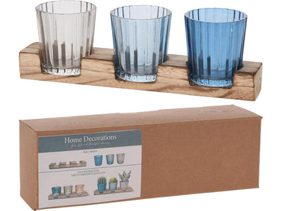 Home-Styling-Teelichthalter-Set auf Holzregal