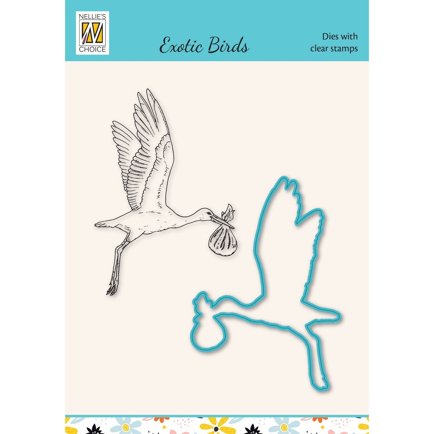 Nellies Wahl • Stanzschablone, transparenter Stempel, exotische Vögel, Storch