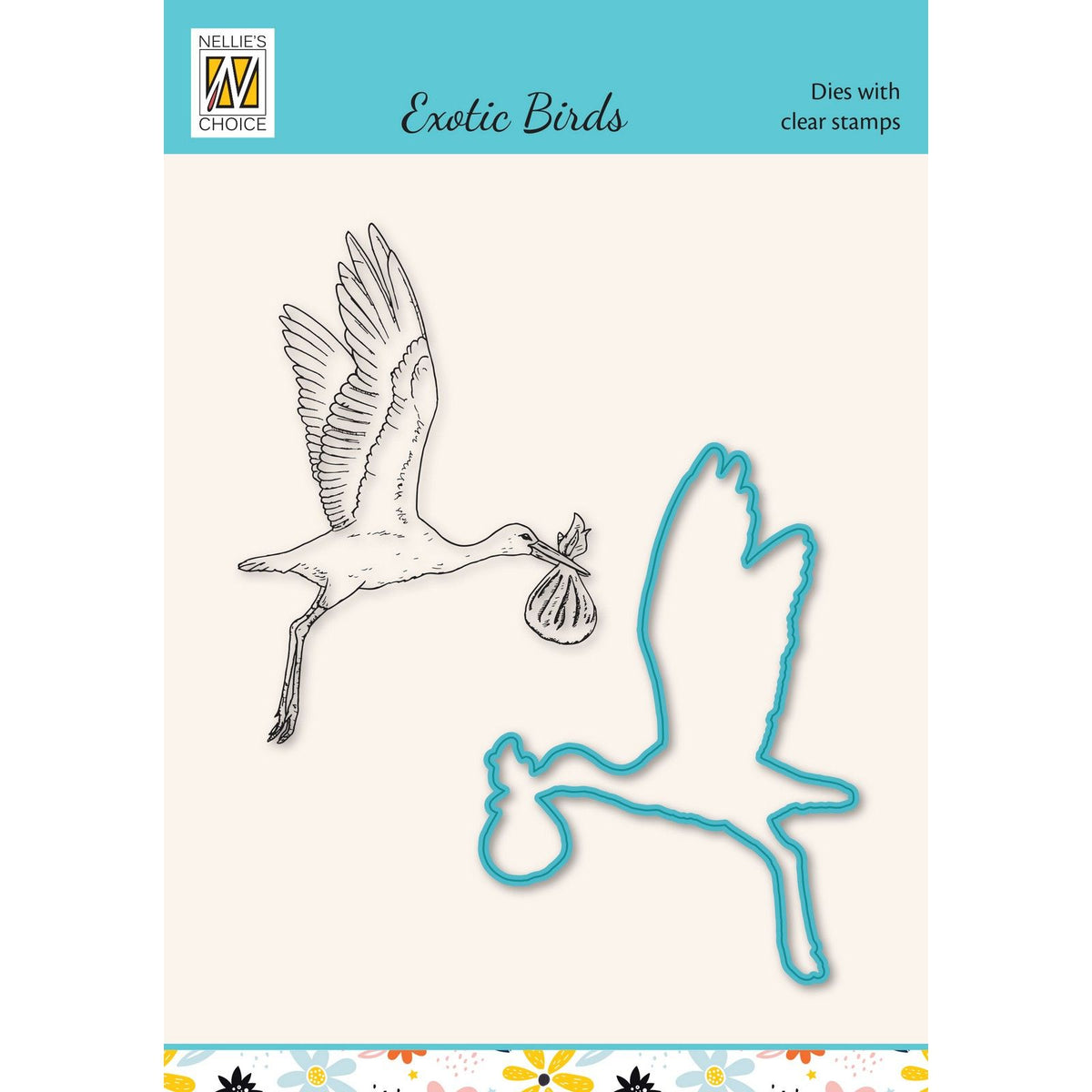 Nellies Wahl • Stanzschablone, transparenter Stempel, exotische Vögel, Storch
