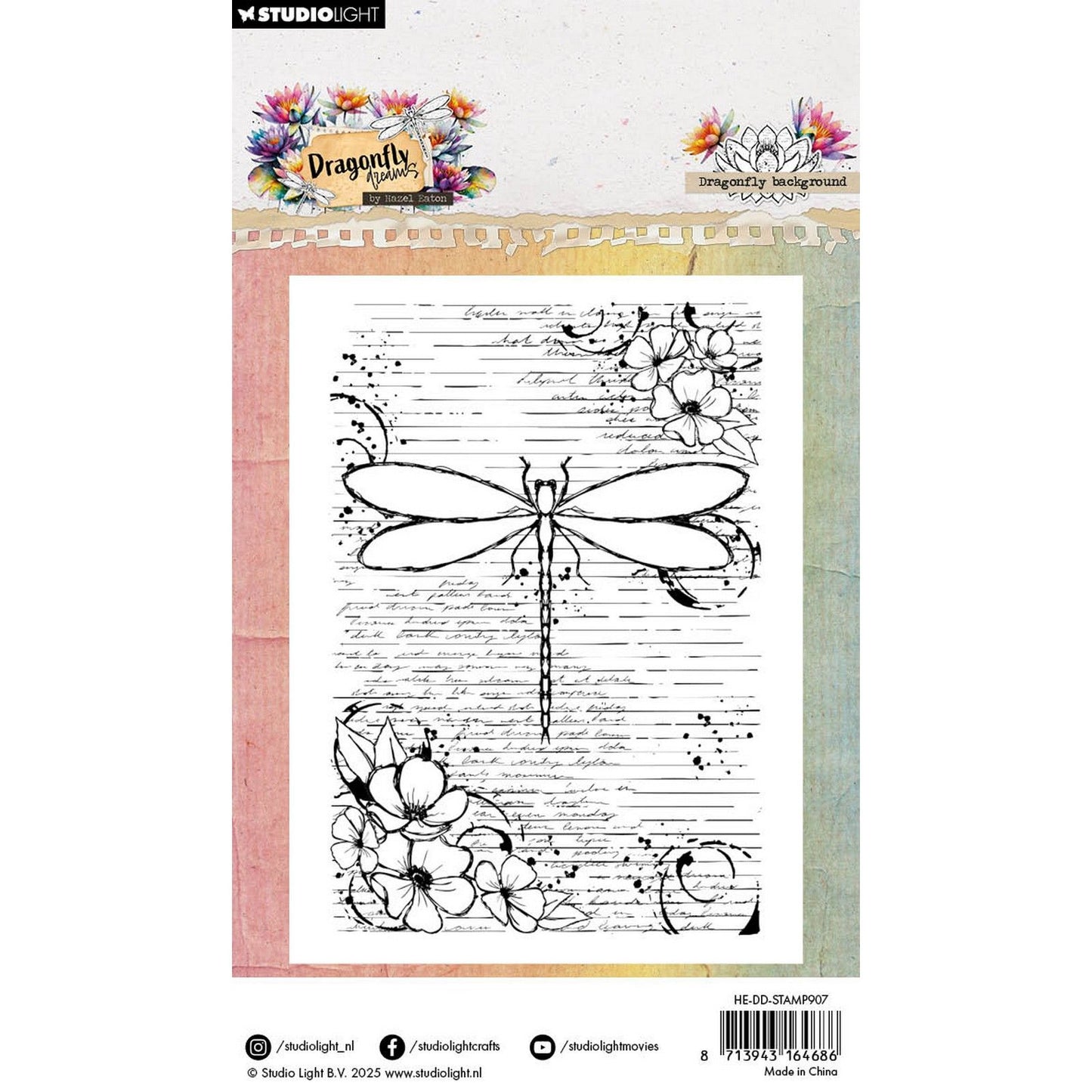Studiolicht • Hazel Eaton Clear Stamp Libelle Hintergrund Libellenträume 93x136x3mm