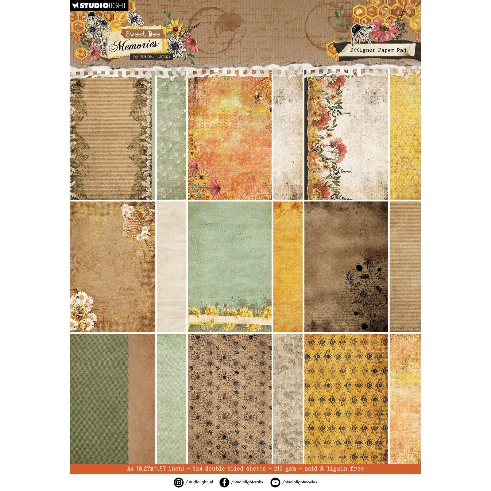 Studiolicht • süßer Bienen-Erinnerungs-Design-Papierblock-Hintergrund