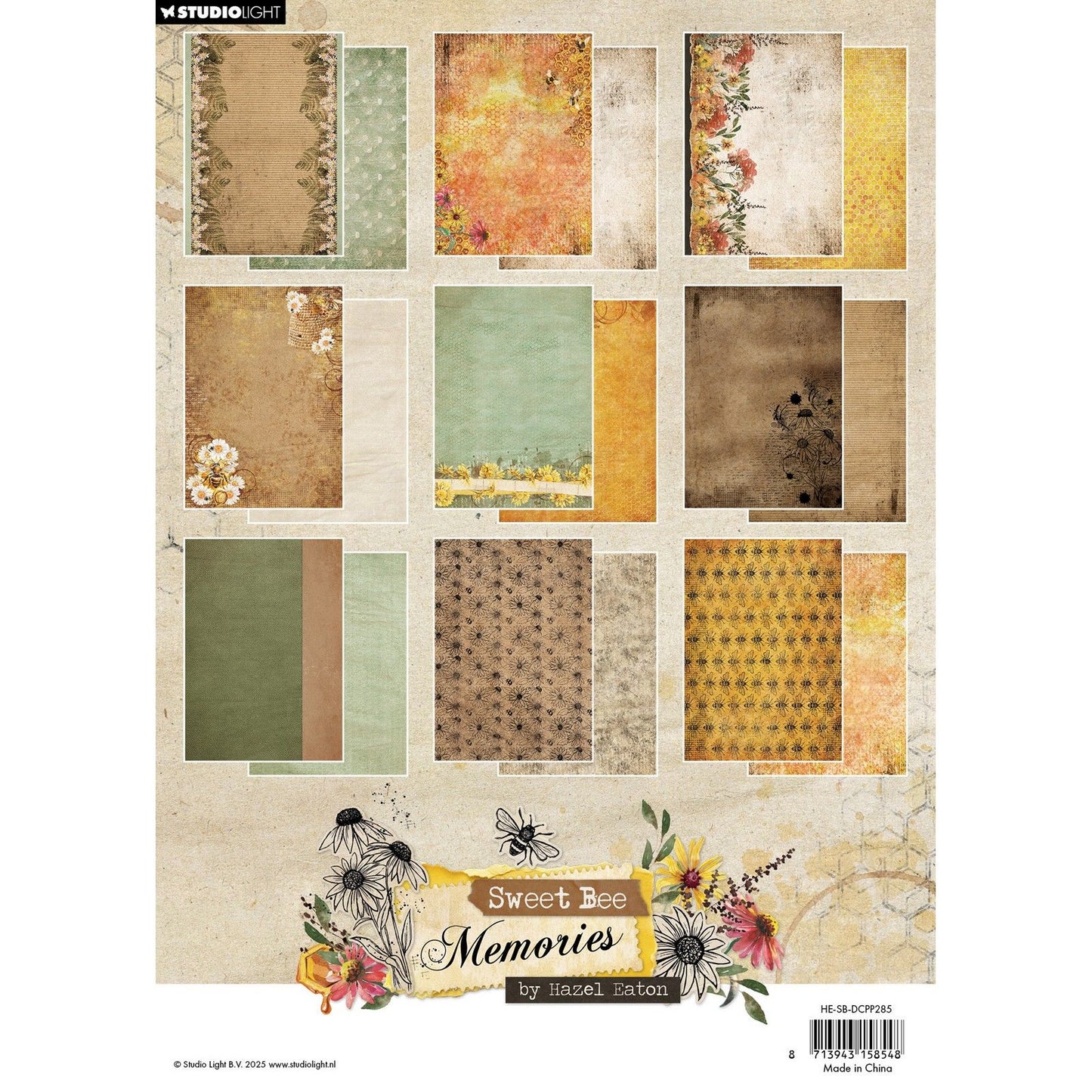 Studiolicht • süßer Bienen-Erinnerungs-Design-Papierblock-Hintergrund