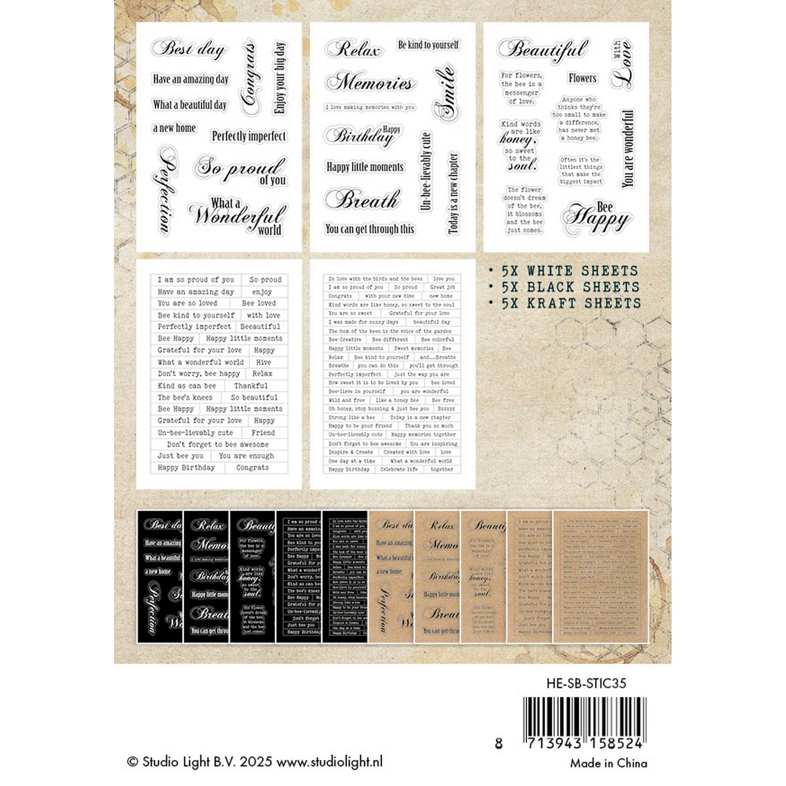 Studiolicht • süße Bienen-Erinnerungsaufkleber-Papierblock-Gefühle