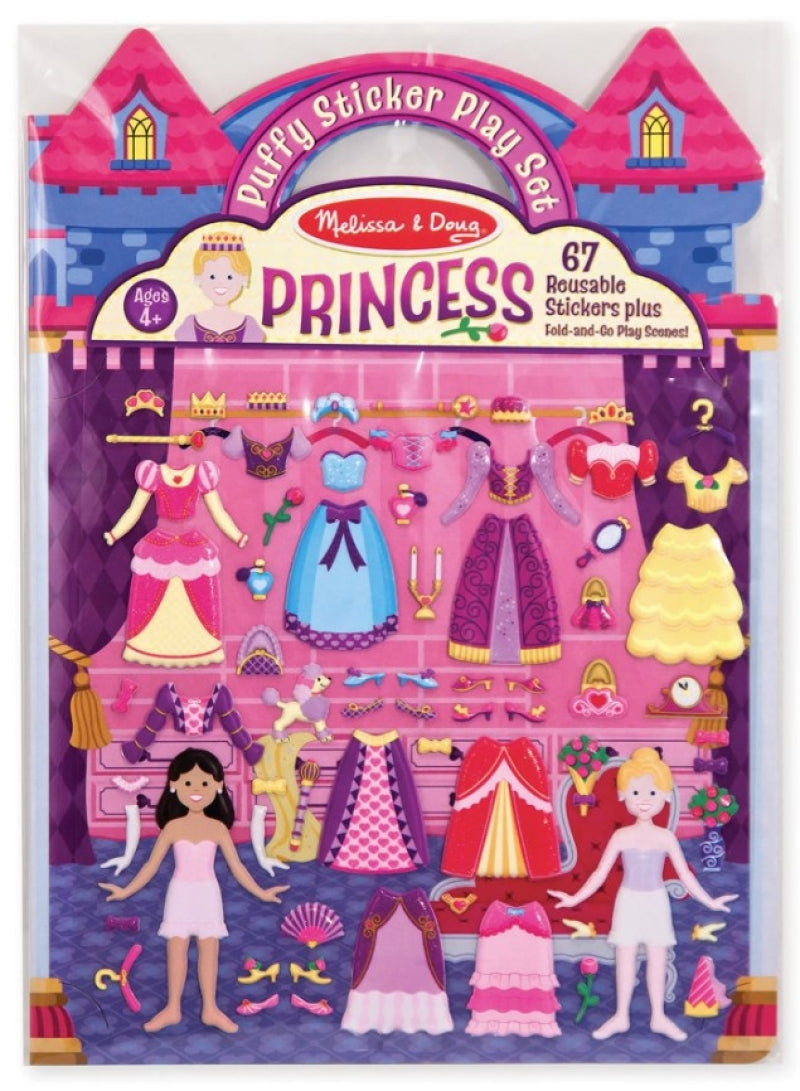 Melissa Doug wiederverwendbarer Puffy-Stickerblock (Prinzessin)