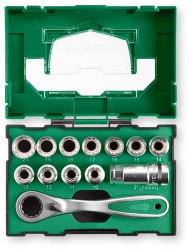 Hikoki Zubehör Kraft-Steckschlüsselsatz 13-teilig 1 2 Zoll + Ratsche - 40030033