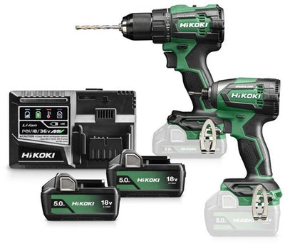 Hikoki kc18dewcz | Akku-Kombipack | dv18de + wh18de | 18 v | 2x 5,0 Ah Akkus + Ladegerät | im Fall von HSC III - kc18dewcz