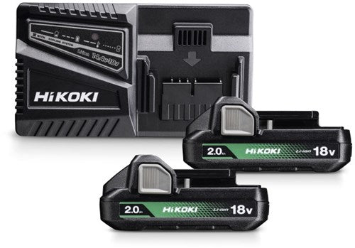 Hikoki uc18yfslwfz Netzteil | 2 x Batterie 2,0 Ah 18 V BSL1820M | Ladegerät uc18yfsl uc18yfslwfz