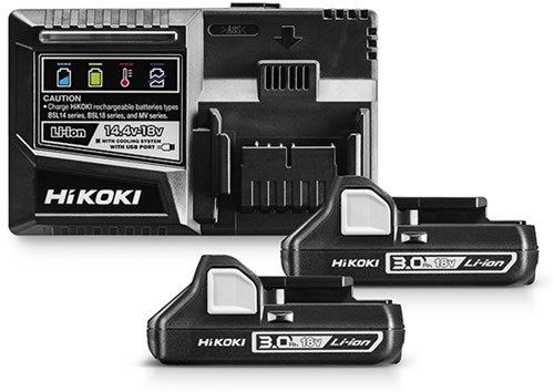 Hikoki uc18ysl3wc2 | Booster-Pack 3.0 18 V (2 x 3,0 Ah-Akku + Schnellladegerät) – uc18ysl3wc2