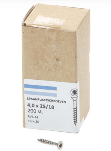 Hoenderdaal Spanplattenschraube Edelstahl-A2 Flachkopf Teilgewinde Torx TX20 4,0x25 18 | 200 Stück - 0206.30.25101