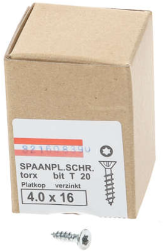 Hoenderdaal Spanplattenschraube verzinkt Flachkopf Vollgewinde Torx TX20 4,0x16 | 200 Stück - 0206.01.24701