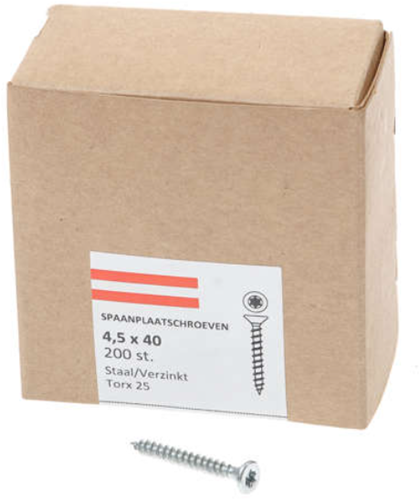 Hoenderdaal Spanplattenschraube verzinkt Flachkopf Vollgewinde Torx TX25 4,5x40 | 200 Stück - 0206.01.33601