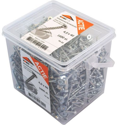 Homefix Action Eimer Spanplattenschraube VZ PK + Schneidspitze Torx Tx20 4,0x30 | 1200 Stück - 8920.01.10100