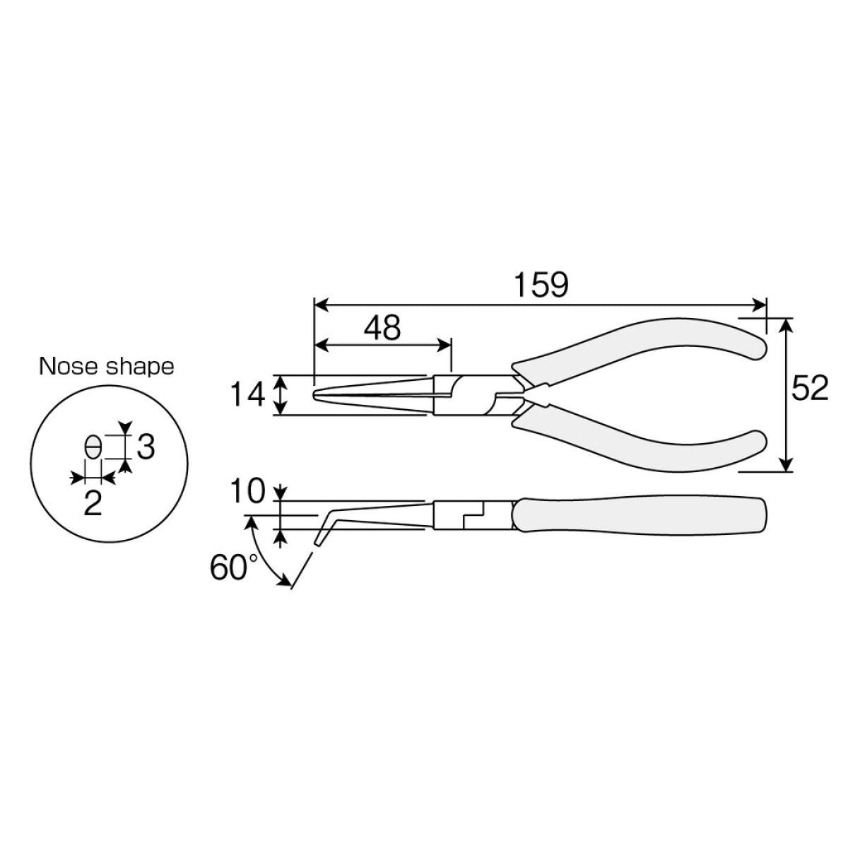Hozan P-12 Speced Zange Bent HRC45 3280012