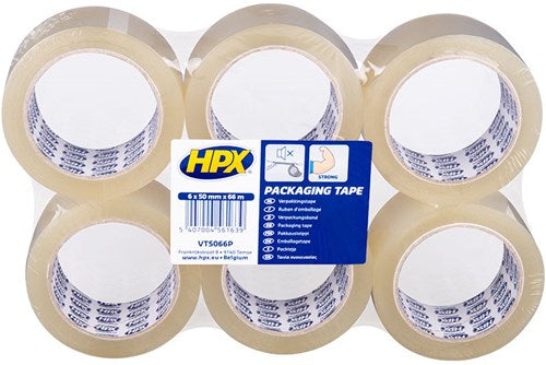 Hpx Verpackungsband Flatpack | 6 Rollen | transparent | 50 mm x 66 m – vt5066p – vt5066p