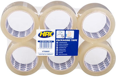 Hpx Verpackungsband Flatpack | 6 Rollen | transparent | 50 mm x 66 m – vt5066p – vt5066p
