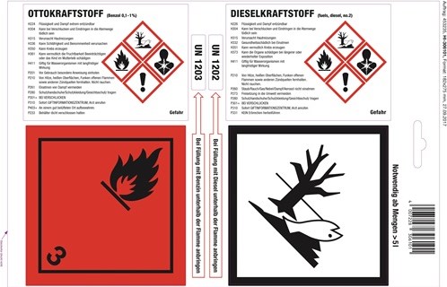 Hünersdorff Hunersdorff Selbstklebeetikett | Länge 275 mm | Breite 182 mm | Länge 275 mm | Breite 182 mm | Benzin Diesel weiß glänzend | 1 Stück - 306101 306101
