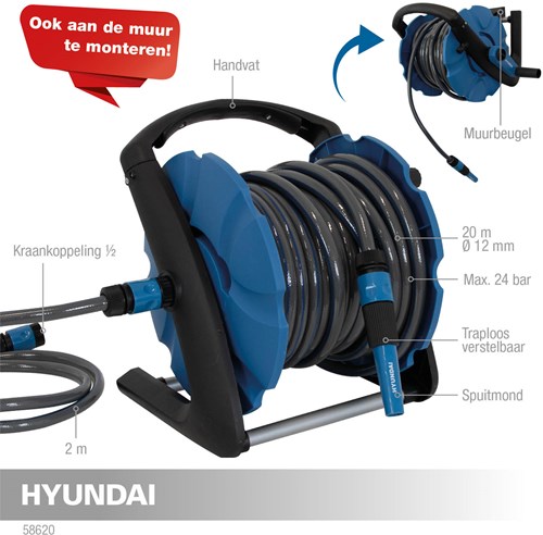 Hyundai Schlauchtrommel 20 Meter | 12 mm Schlauchstärke - 58620