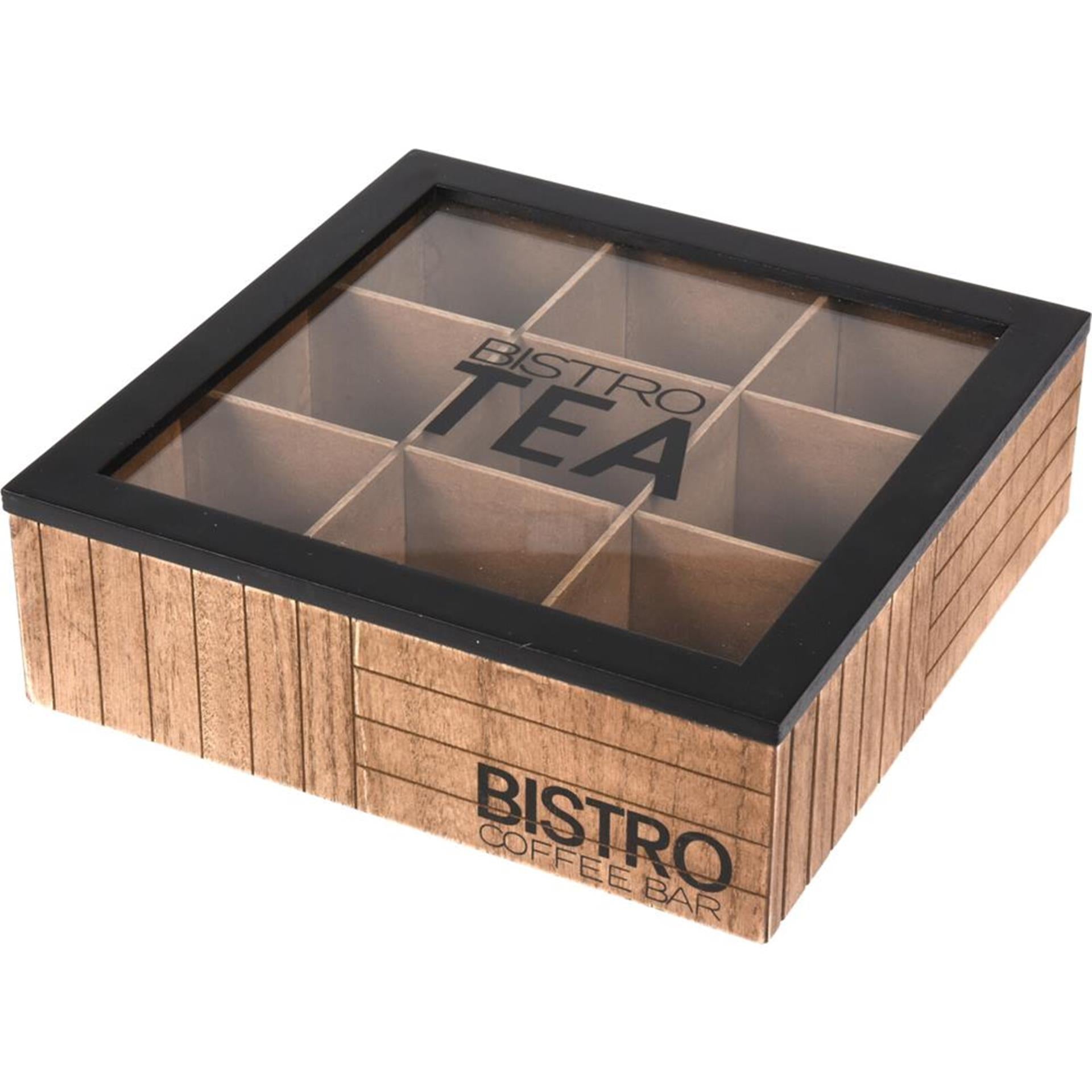 Excellent Houseware Teebox Bistro 9 Fächer 24x24x7,5cm