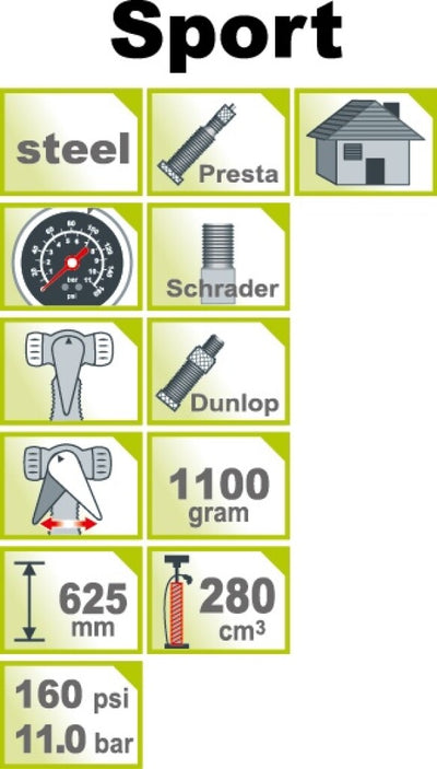 Icetoolz 240a451 Hochdruckpumpe Fußpumpe Stahl mit Manometer 160psi gelb