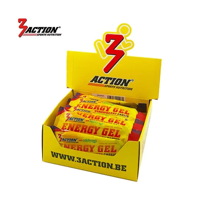 3action Energy Gel Erdbeer-Cassis 34 Gramm – Displaybox 25 Stück – 1202020001