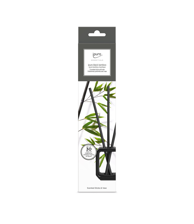 Ipuro ipuro Duft Sticks Vase Set Black Bamboo Schwarz