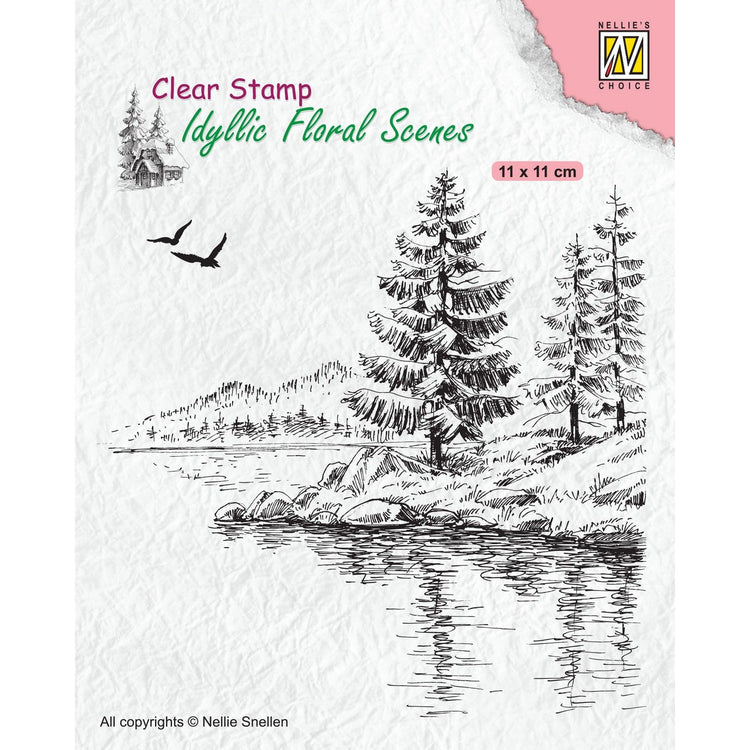 Nellies Wahl • idyllische Blumenszenen, klarer Stempel, Winterwasserrand (110 x 110 mm)