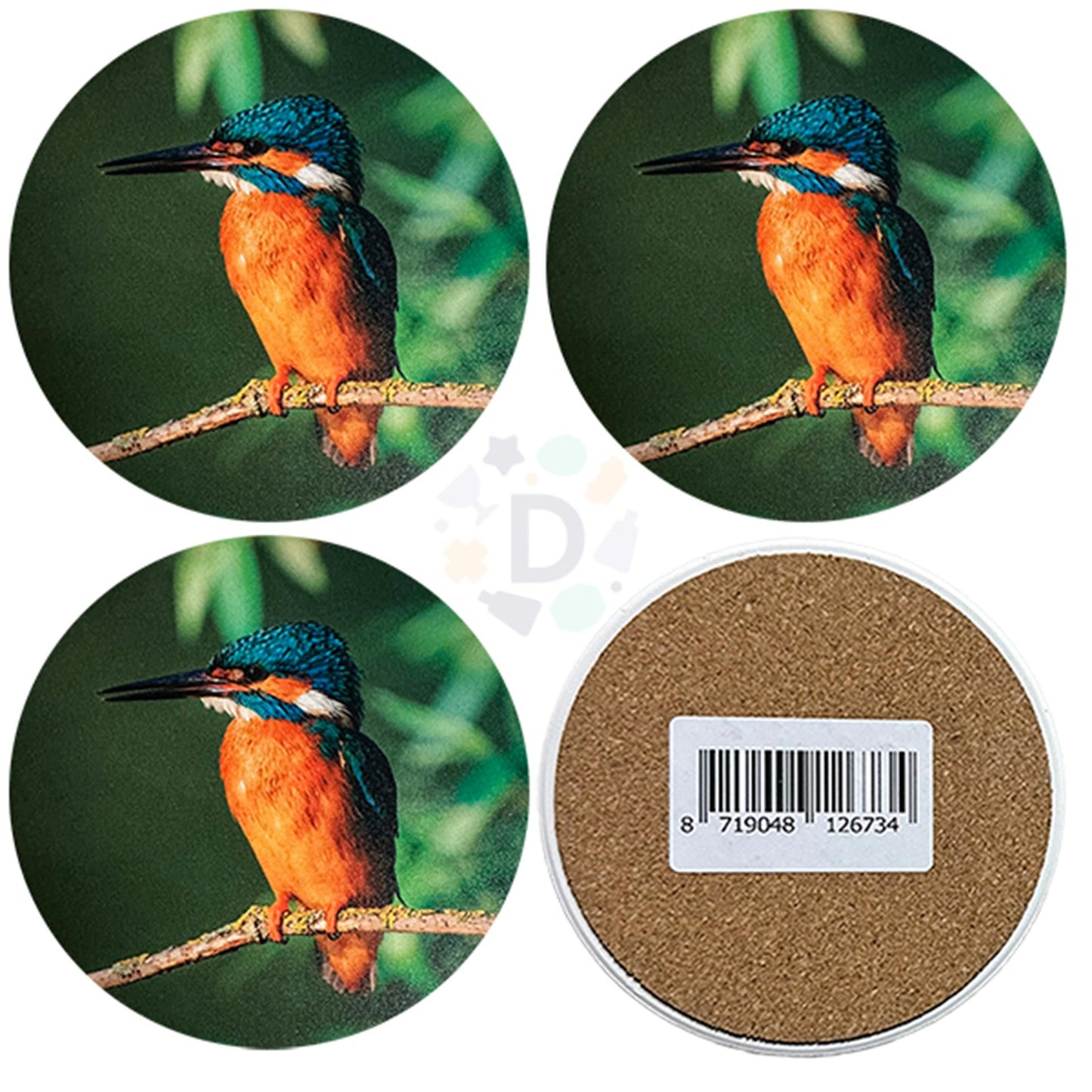 Farmwood Tiere Untersetzer Eisvogel 4-teilig ø10cm