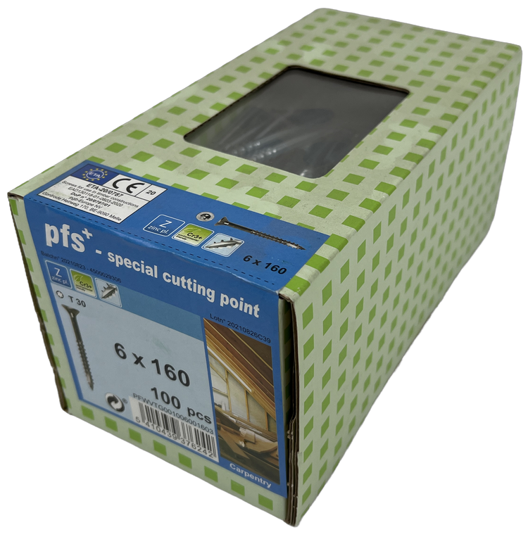 Pgb-europa pfs+ | spanplattenschraube pfs+ vzk-t ø 6x160 zn | 100 Stück – pfwvtg001006001603
