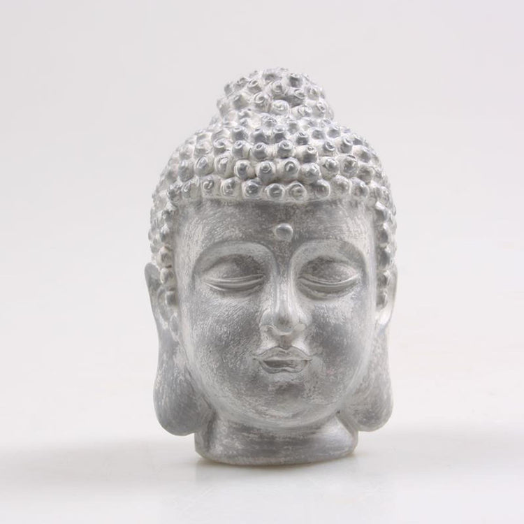 Von der Jahreszeit inspirierte Dekoration, Buddha-Kopf, 10 cm, auf Stab