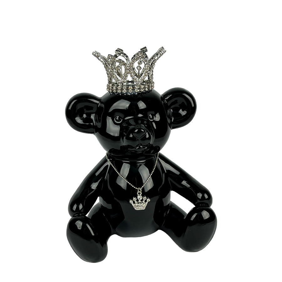 J-Line Bär mit Krone schwarz 15x10x18cm