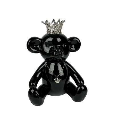 J-Line Bär mit Krone schwarz 19x13x26cm