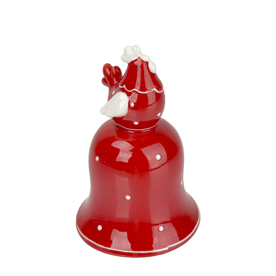 J-Line Glocke Keramik Huhn rot ø8x12cm
