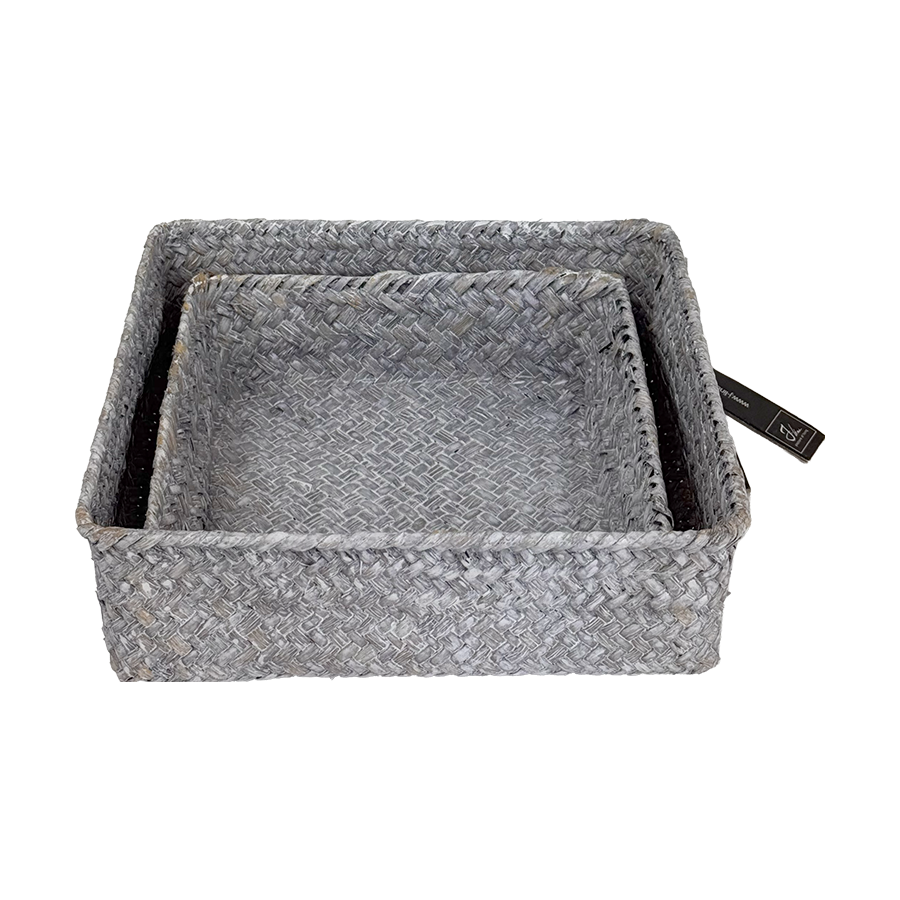 J-line Korbset Korbgeflecht grau 22x22x7cm