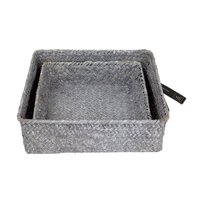 J-line Korbset Korbgeflecht grau 22x22x7cm