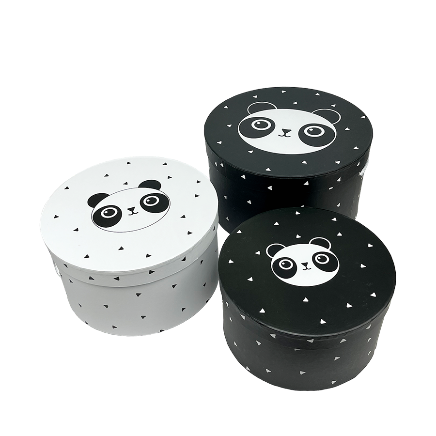 J-line Aufbewahrungsboxen Panda ø32x18cm 3-teilig