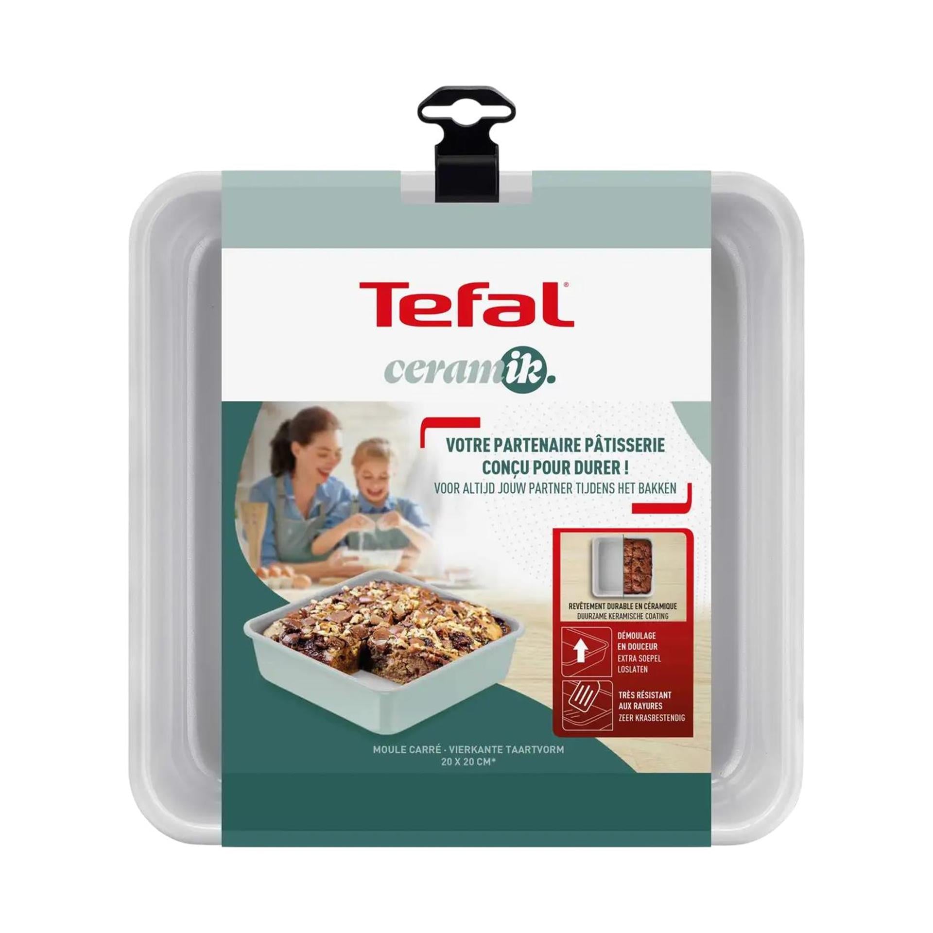 Tefal quadratische Kuchenform aus Keramik, 20 cm