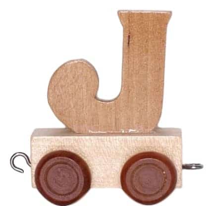 Holzbrief J mit Rädern 6 cm hoch