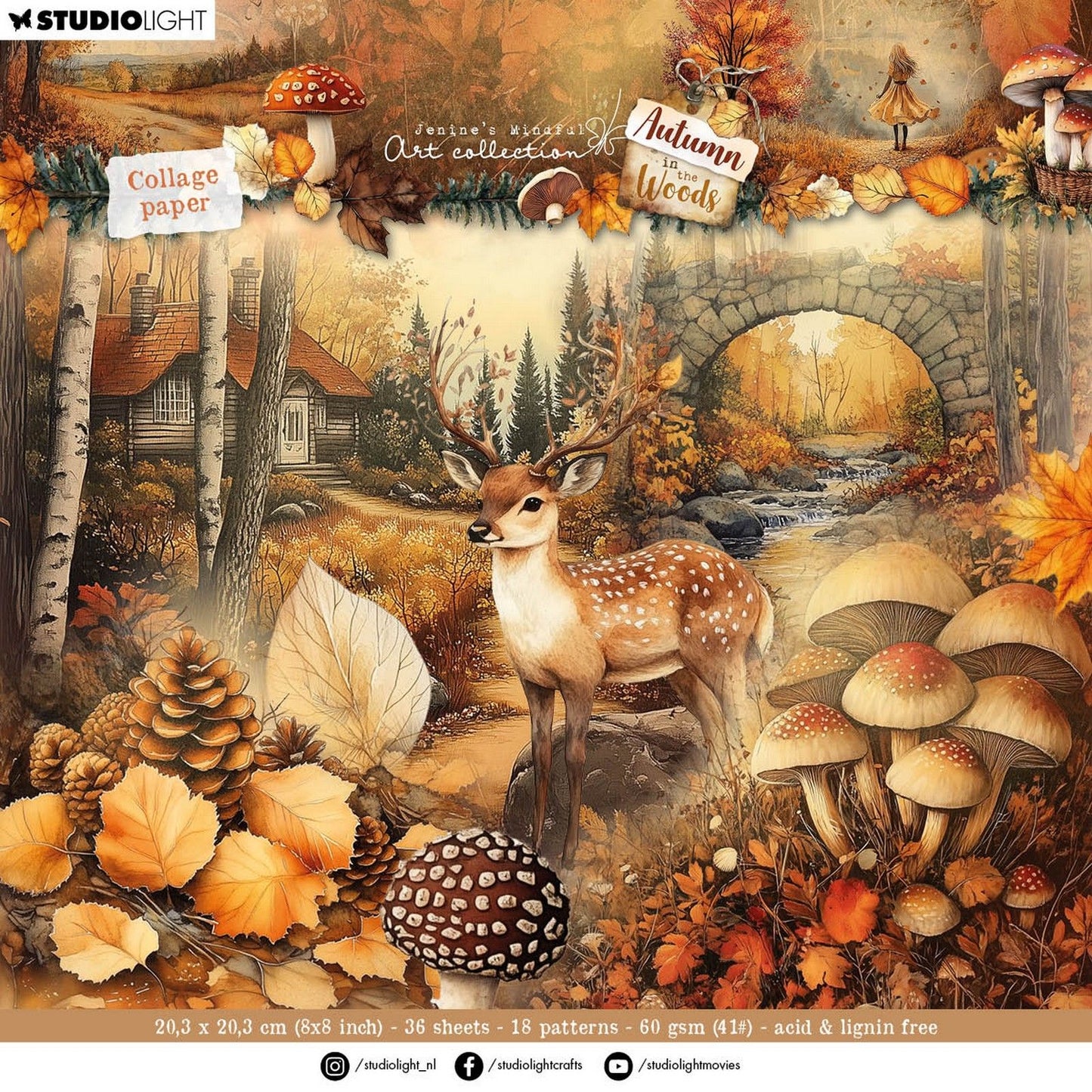 Studiolicht • Jenines achtsame Kunst Herbst im Wald Collage Papierblock Hintergrundelemente