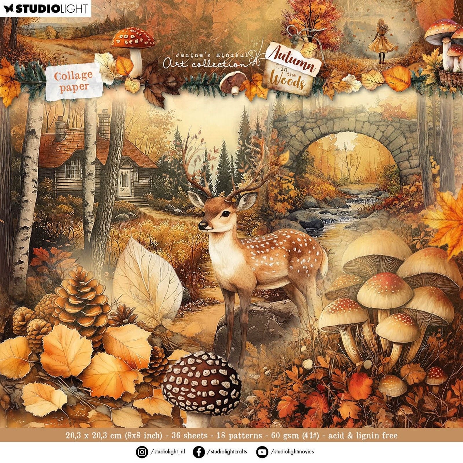 Studiolicht • Jenines achtsame Kunst Herbst im Wald Collage Papierblock Hintergrundelemente