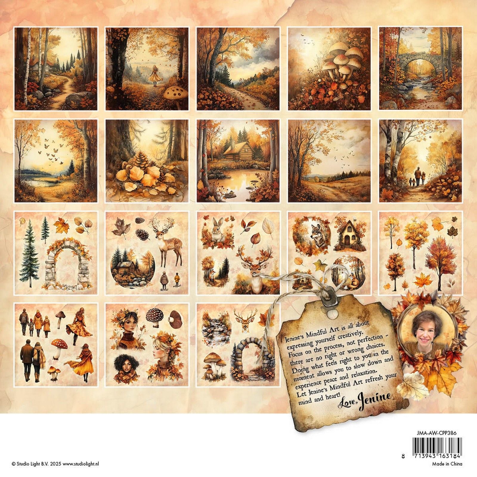 Studiolicht • Jenines achtsame Kunst Herbst im Wald Collage Papierblock Hintergrundelemente