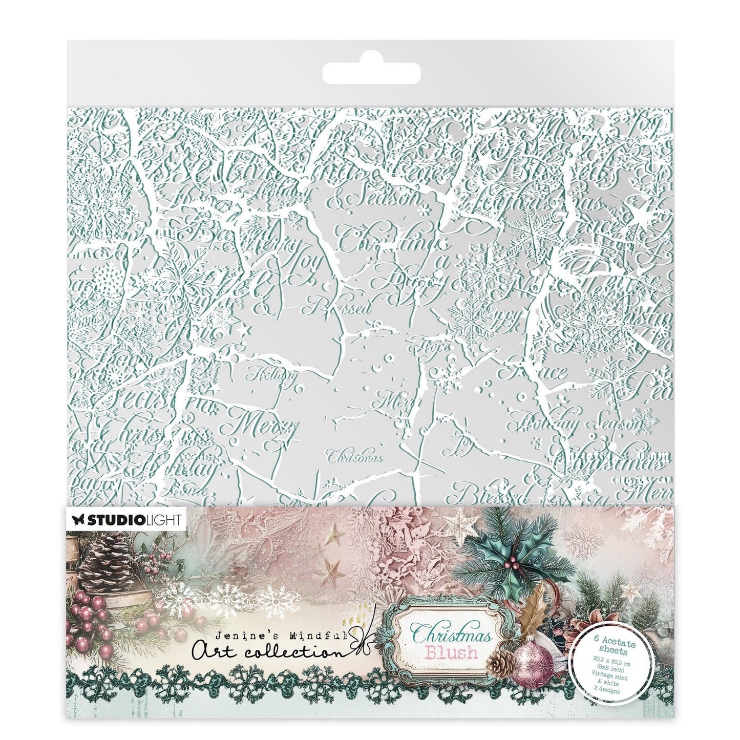 Studiolicht • Jenines Mindful Art Christmas Blush Acetatplatten, weiße Vintage-Minze