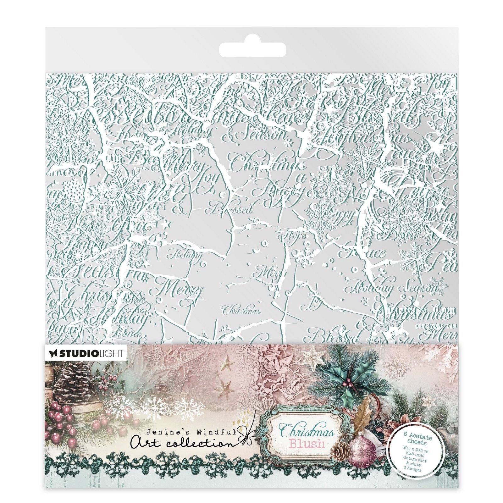 Studiolicht • Jenines Mindful Art Christmas Blush Acetatplatten, weiße Vintage-Minze