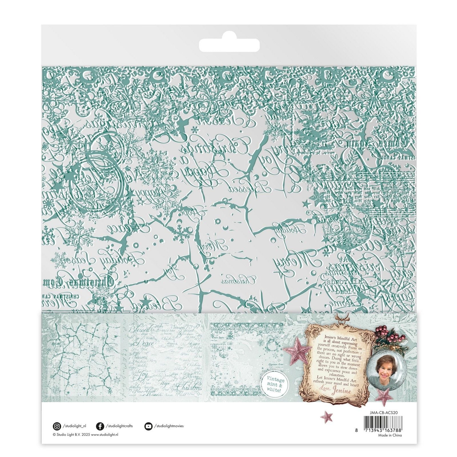 Studiolicht • Jenines Mindful Art Christmas Blush Acetatplatten, weiße Vintage-Minze